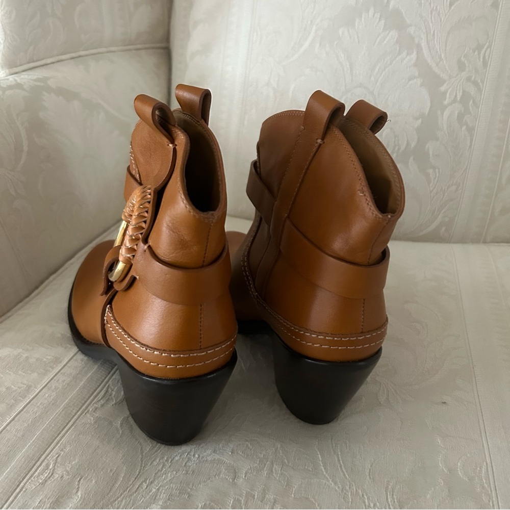 See by Chloe Hanna Chelsea slip inn western style boots in tan leather size 41 - Picture 6 of 12